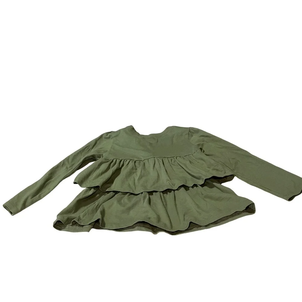 Garanimals Girls 4T Outfit Set Olive Green Smile Top & Baby Gap Denim Joggers